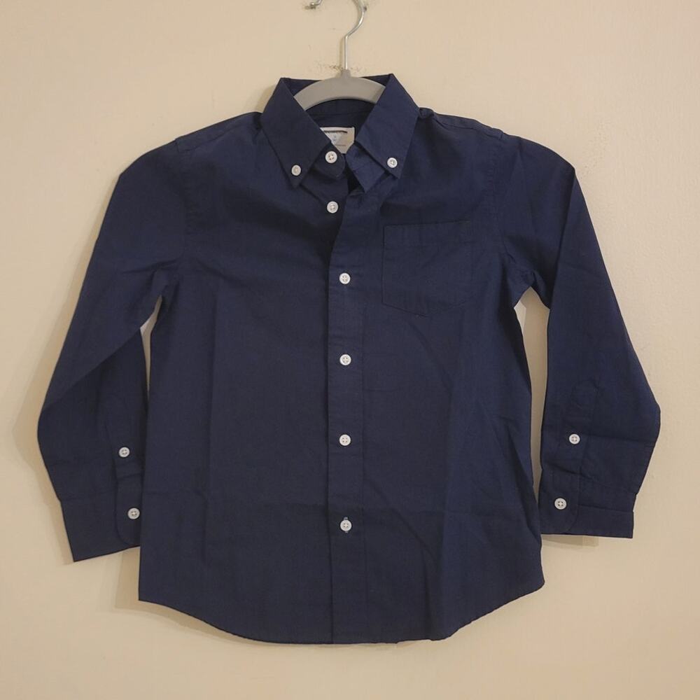 NWOT J. Crew Crewcuts Boys Long Sleeve Button Up Shirt Navy Blue 4/5